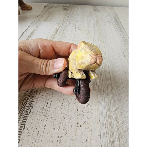 Vintage bunny rolling bicycle bike tricycle unique shabby chic decor spring East - Picture 3 of 7